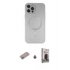 MARSİLYAN™- iPhone 12 Pro Max Kılıf Akış Minimal Özel Seri - Siyah Bilvis Hayalet Cam Ekran Koruyucu + Shine Kamera Lens Koruma Cam - SABE