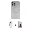 MARSİLYAN™- iPhone 12 Pro Max Kılıf Akış Minimal Özel Seri - Siyah Bilvis Hayalet Cam Ekran Koruyucu + Shine Kamera Lens - GD