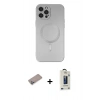 MARSİLYAN™- iPhone 12 Pro Max Kılıf Akış Minimal Özel Seri - Siyah Bilvis Hayalet Cam Ekran Koruyucu + Shine Kamera Lens Koruma Cam - SABE