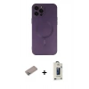 MARSİLYAN™- iPhone 12 Pro Max Kılıf Akış Minimal Özel Seri - Siyah Bilvis Hayalet Cam Ekran Koruyucu + Shine Kamera Lens Koruma Cam - SABE