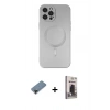 MARSİLYAN™- iPhone 12 Pro Max Kılıf Akış Minimal Özel Seri - Siyah Bilvis Hayalet Cam Ekran Koruyucu + Shine Kamera Lens Koruma Cam - SH