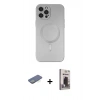MARSİLYAN™- iPhone 12 Pro Max Kılıf Akış Minimal Özel Seri - Siyah Bilvis Hayalet Cam Ekran Koruyucu + Renkli Kamera Lens Koruma Cam - YL