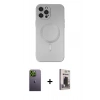 MARSİLYAN™- iPhone 12 Pro Max Kılıf Akış Minimal Özel Seri - Siyah Bilvis Hayalet Cam Ekran Koruyucu + Neon Fosforlu Kamera Lens - YL