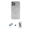 MARSİLYAN™- iPhone 12 Pro Max Kılıf Akış Minimal Özel Seri - Siyah Joko 5D Cam + Mavi Shine Kamera Lens Koruma Cam