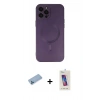MARSİLYAN™- iPhone 12 Pro Max Kılıf Akış Minimal Özel Seri - Siyah Joko 5D Cam + Mavi Shine Kamera Lens Koruma Cam