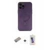MARSİLYAN™- iPhone 12 Pro Max Kılıf Akış Minimal Özel Seri - Siyah Joko 5D Cam + Sierra Blue Shine Kamera Lens Koruma Cam
