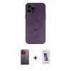 MARSİLYAN™- iPhone 12 Pro Max Kılıf Akış Minimal Özel Seri - Siyah Joko 5D Cam + Neon Fosforlu Kamera Lens - TU