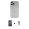 MARSİLYAN™- iPhone 12 Pro Max Kılıf Akış Minimal Özel Seri - Siyah Joko Magic 5D Cam + Neon Fosforlu Kamera Lens - MI
