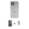 MARSİLYAN™- iPhone 12 Pro Max Kılıf Akış Minimal Özel Seri - Siyah Joko Magic 5D Cam + Neon Fosforlu Kamera Lens - SI