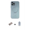 MARSİLYAN™- iPhone 12 Pro Max Kılıf Akış Minimal Özel Seri - Siyah Joko Magic 5D Cam + Sierra Blue Shine Kamera Lens Koruma Cam