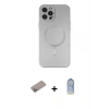 MARSİLYAN™- iPhone 12 Pro Max Kılıf Akış Minimal Özel Seri - Siyah Joko Magic 5D Cam + Sierra Blue Shine Kamera Lens Koruma Cam