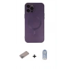 MARSİLYAN™- iPhone 12 Pro Max Kılıf Akış Minimal Özel Seri - Siyah Joko Magic 5D Cam + Sierra Blue Shine Kamera Lens Koruma Cam