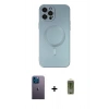 MARSİLYAN™- iPhone 12 Pro Max Kılıf Akış Minimal Özel Seri - Siyah Joko Magic 5D Hayalet Cam + Neon Fosforlu Kamera Lens - MI