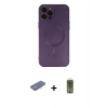 MARSİLYAN™- iPhone 12 Pro Max Kılıf Akış Minimal Özel Seri - Siyah Joko Magic 5D Hayalet Cam + Renkli Kamera Lens Koruma Cam - PE
