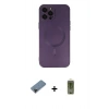 MARSİLYAN™- iPhone 12 Pro Max Kılıf Akış Minimal Özel Seri - Siyah Joko Magic 5D Hayalet Cam + Shine Kamera Lens Koruma Cam - SH