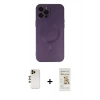 MARSİLYAN™- iPhone 12 Pro Max Kılıf Akış Minimal Özel Seri - Siyah Mat Seramik Nano Ekran Koruyucu + Shine Kamera Lens - GD