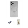 MARSİLYAN™- iPhone 12 Pro Max Kılıf Akış Minimal Özel Seri - Siyah Mat Seramik Nano Ekran Koruyucu + Mavi Renkli Kamera Lens Koruma Cam