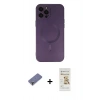 MARSİLYAN™- iPhone 12 Pro Max Kılıf Akış Minimal Özel Seri - Siyah Mat Seramik Nano Ekran Koruyucu + Metal Kamera Lens Koruma Cam - GD