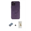 MARSİLYAN™- iPhone 12 Pro Max Kılıf Akış Minimal Özel Seri - Siyah Mat Seramik Nano Ekran Koruyucu + Metal Kamera Lens Koruma Cam - KI
