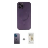 MARSİLYAN™- iPhone 12 Pro Max Kılıf Akış Minimal Özel Seri - Siyah Mat Seramik Nano Ekran Koruyucu + Neon Fosforlu Kamera Lens - MI