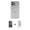 MARSİLYAN™- iPhone 12 Pro Max Kılıf Akış Minimal Özel Seri - Siyah Mat Seramik Nano Ekran Koruyucu + Neon Fosforlu Kamera Lens - MI