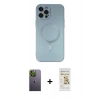 MARSİLYAN™- iPhone 12 Pro Max Kılıf Akış Minimal Özel Seri - Siyah Mat Seramik Nano Ekran Koruyucu + Neon Fosforlu Kamera Lens - YL