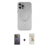 MARSİLYAN™- iPhone 12 Pro Max Kılıf Akış Minimal Özel Seri - Siyah Mat Seramik Nano Ekran Koruyucu + Neon Fosforlu Kamera Lens - YL