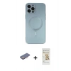 MARSİLYAN™- iPhone 12 Pro Max Kılıf Akış Minimal Özel Seri - Siyah Mat Seramik Nano Ekran Koruyucu + Pembe Renkli Kamera Lens Koruma Cam