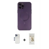 MARSİLYAN™- iPhone 12 Pro Max Kılıf Akış Minimal Özel Seri - Siyah Mat Seramik Nano Ekran Koruyucu + Shine Kamera Lens - LT