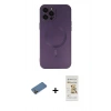 MARSİLYAN™- iPhone 12 Pro Max Kılıf Akış Minimal Özel Seri - Siyah Mat Seramik Nano Ekran Koruyucu + Shine Kamera Lens Koruma Cam - GD