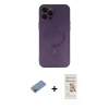 MARSİLYAN™- iPhone 12 Pro Max Kılıf Akış Minimal Özel Seri - Siyah Mat Seramik Nano Ekran Koruyucu + Shine Kamera Lens Koruma Cam - PE
