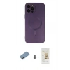 MARSİLYAN™- iPhone 12 Pro Max Kılıf Akış Minimal Özel Seri - Siyah Mat Seramik Nano Ekran Koruyucu + Shine Kamera Lens Koruma Cam - GS
