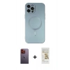MARSİLYAN™- iPhone 12 Pro Max Kılıf Akış Minimal Özel Seri - Siyah Mat Seramik Nano Ekran Koruyucu + Turuncu Neon Fosforlu Kamera Lens