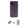 MARSİLYAN™- iPhone 12 Pro Max Kılıf Akış Minimal Özel Seri - Siyah Polymer Nano Ekran Koruyucu + Metal Kamera Lens Koruma Cam - KI