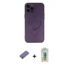 MARSİLYAN™- iPhone 12 Pro Max Kılıf Akış Minimal Özel Seri - Siyah Polymer Nano Ekran Koruyucu + Metal Kamera Lens Koruma Cam - GD