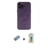 MARSİLYAN™- iPhone 12 Pro Max Kılıf Akış Minimal Özel Seri - Siyah Polymer Nano Ekran Koruyucu + Shine Kamera Lens Koruma Cam - PE