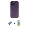 MARSİLYAN™- iPhone 12 Pro Max Kılıf Akış Minimal Özel Seri - Siyah Polymer Nano Ekran Koruyucu + Shine Kamera Lens Koruma Cam - SH