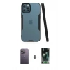 MARSİLYAN™- iPhone 12 Pro Max Kılıf Atlas Asil Serisi - Şeffaf 360 Full Body Arka Koruyucu + Neon Fosforlu Kamera Lens - BZ