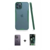 MARSİLYAN™- iPhone 12 Pro Max Kılıf Atlas Asil Serisi - Şeffaf 360 Full Body Arka Koruyucu + Neon Fosforlu Kamera Lens - BZ