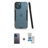 MARSİLYAN™- iPhone 12 Pro Max Kılıf Atlas Asil Serisi - Şeffaf Royal Nano Ekran Koruyucu + Neon Fosforlu Kamera Lens - MI