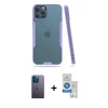 MARSİLYAN™- iPhone 12 Pro Max Kılıf Atlas Asil Serisi - Şeffaf Royal Nano Ekran Koruyucu + Neon Fosforlu Kamera Lens - MI