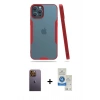 MARSİLYAN™- iPhone 12 Pro Max Kılıf Atlas Asil Serisi - Şeffaf Royal Nano Ekran Koruyucu + Neon Fosforlu Kamera Lens - SI