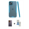 MARSİLYAN™- iPhone 12 Pro Max Kılıf Atlas Asil Serisi - Şeffaf Royal Nano Ekran Koruyucu + Neon Fosforlu Kamera Lens - SI