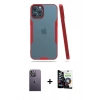 MARSİLYAN™- iPhone 12 Pro Max Kılıf Atlas Asil Serisi - Şeffaf Temperli Cam Ekran Koruyucu + Neon Fosforlu Kamera Lens - BZ