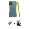 MARSİLYAN™- iPhone 12 Pro Max Kılıf Atlas Asil Serisi - Şeffaf Temperli Cam Ekran Koruyucu + Metal Kamera Lens Koruma Cam - GD