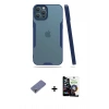 MARSİLYAN™- iPhone 12 Pro Max Kılıf Atlas Asil Serisi - Şeffaf Temperli Cam Ekran Koruyucu + Metal Kamera Lens Koruma Cam - GD