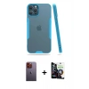 MARSİLYAN™- iPhone 12 Pro Max Kılıf Atlas Asil Serisi - Şeffaf Temperli Cam Ekran Koruyucu + Neon Fosforlu Kamera Lens - TU