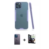 MARSİLYAN™- iPhone 12 Pro Max Kılıf Atlas Asil Serisi - Şeffaf Temperli Cam Ekran Koruyucu + Neon Fosforlu Kamera Lens - MI