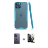 MARSİLYAN™- iPhone 12 Pro Max Kılıf Atlas Asil Serisi - Şeffaf Temperli Cam Ekran Koruyucu + Neon Fosforlu Kamera Lens - MI