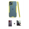 MARSİLYAN™- iPhone 12 Pro Max Kılıf Atlas Asil Serisi - Şeffaf Temperli Cam Ekran Koruyucu + Neon Fosforlu Kamera Lens - TU